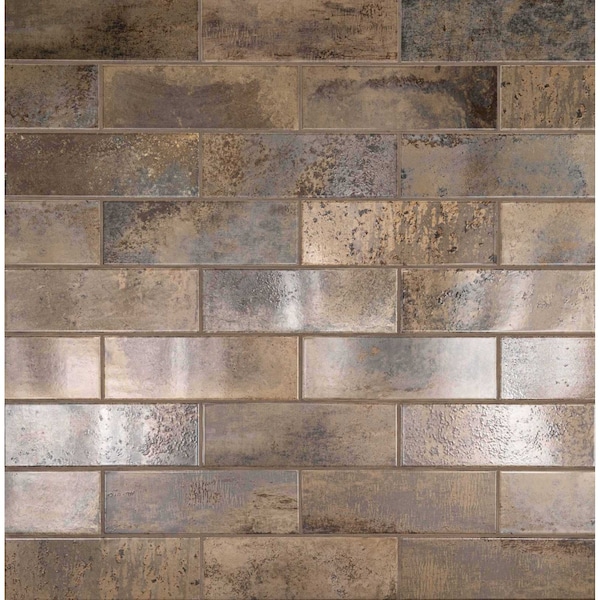 Marza Rust 4"X12" Glossy Ceramic Subway Wall Tile, 34PK